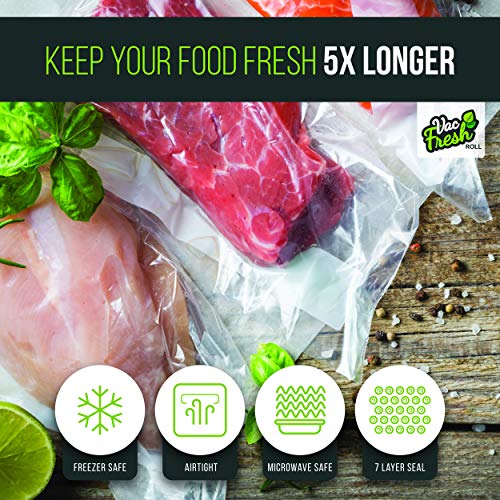 Vac Fresh Food Vacuum Seal Rolls (15″ x 50′, 12 Rolls) 3.5mil Embossed Food Storage Bags, Vacuum Seal Bags for Meal Prep, Sous Vide Bags for Cooking (600 Feet) | The Storepaperoomates Retail Market - Fast Affordable Shopping