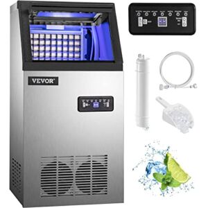 Happybuy Commercial Ice Maker Machine, 88LBS/24H Stainless Steel Automatic Ice Machine with 22LBS Storage for Restaurants Bars Cafe, Scoop Connection Hoses Included
