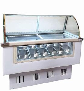 Commercial Ice cream Display Freezer, 53″Width, 110V, 14 Pan Gelato Show case Glass top Dipping Cabinet-Restaurant Groceries Kitchen F14