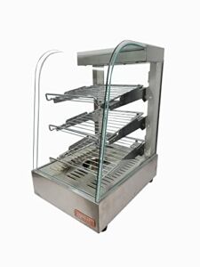 HeatMax 141823 Small Commercial Stainless and Curved Glass 14 Inch Wide Food Warmer Display Case for Pizza, Chicken, Burgers, Patties, Empanadas or Any Hot Food, Saves Counter Space, Great Visibility