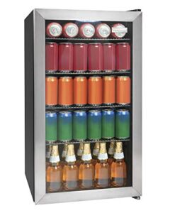 Igloo IBC35SS3A New And Improved 135-Can Capacity Stainless Steel LED-Lighted Double-Pane Glass Door Beverage Center Refrigerator and Cooler for Soda, Beer, Wine and Water, 3.5 Cu. Ft.