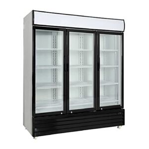 Procool Refrigeration Commercial 3-Door Merchandiser – High Efficiency Glass Front Display Cooler; 53 Cubic Ft., black, white, CST-1600-HE