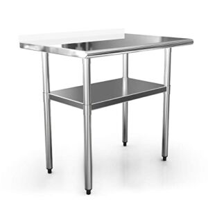 Stainless Steel Work Table 30×24”Kitchen Workbench Industrial Prep Table,Heavy Duty Workstation 4 Casters for Commercial Kitchen Restaurant Business