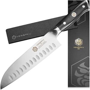 Kessaku 7-Inch Santoku Knife – Dynasty Series – Forged ThyssenKrupp German HC Steel – G10 Handle with Blade Guard