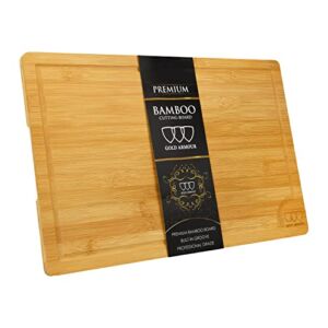 Gold Armour Extra Large Bamboo Cutting Board – Kitchen Chopping Board for Meat Cheese and Vegetables, Butcher Block (18 x 12in)