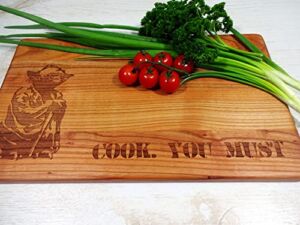 COOK YOU MUST oak wood handmade cutting board by Algis Crafts 13×8 inches