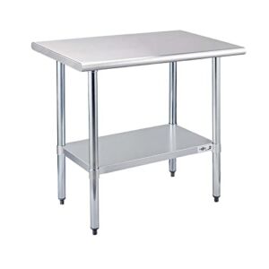 Profeeshaw Stainless Steel Prep Table NSF Commercial Work Table with Undershelf for Kitchen Restaurant 24×36 Inch