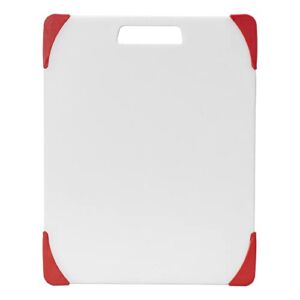 Farberware Nonslip Plastic Cutting Board, 11-Inch-by-14-Inch, White/Red