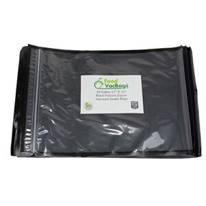 FoodVacBags 11″ X 16″ Zipper Gallon Bags, Black Back & Clear Front, 50 Count, Resealable, Precut