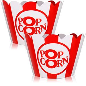 48 Pieces Popcorn Cupcake Wrappers Baking Cups Reversible Adjustable Popcorn Cupcake Liners Red and White Striped Cupcake Holders for Birthday Baby Shower Theme Party Decoration