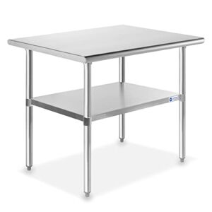GRIDMANN Stainless Steel Work Table 36 x 24 Inches, NSF Commercial Kitchen Prep Table with Under Shelf for Restaurant and Home
