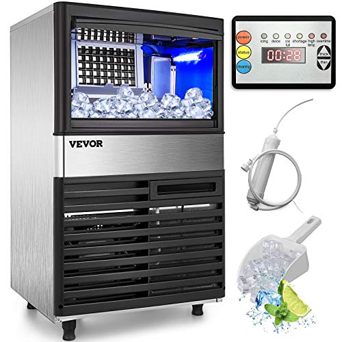 VEVOR 110V Commercial Ice Maker Machine 155LBS/24H with 39LBS Bin, LED Panel, Stainless Steel, Auto Clean, Include Water Filter, Scoop, Connection Hose, Professional Refrigeration Equipment | The Storepaperoomates Retail Market - Fast Affordable Shopping