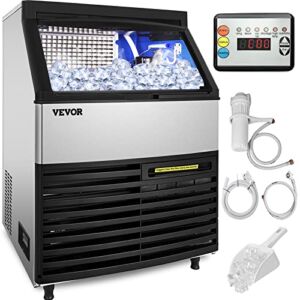 VEVOR 110V Commercial Ice Maker Machine, 265LBS/24H ETL Approved Air Cooling Stainless Steel Ice Machine with 77LBS Storage for Home Bar Coffee Shop, Scoops,Filter and Connection Hose Included