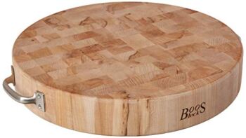 John Boos Block CCB183-R-H Maple Wood End Grain Round Cutting Board with Stainless Steel Handles, 18 Inches Round x 3 Inches Tall | The Storepaperoomates Retail Market - Fast Affordable Shopping