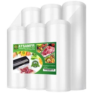 ATSAMFR 6 Pack 8″x20′(3Rolls) and 11″x20′ (3Rolls) Vacuum Sealer Bags Rolls with BPA Free,Heavy Duty,Great for Vac Storage or Sous Vide Cooking