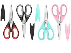 iBayam 2-Pack Kitchen Scissors black red, black grey & 2-Pack Kitchen Scissors Pastel Pink, Mint Blue Bulk