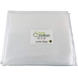 15-inch by 18-inch FoodVacBags Commercial Vacuum Sealer Bags, Industrial Size Storage for Food, Clothing, Documents (100)