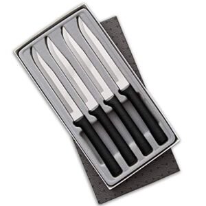 Rada Cutlery 4-Piece Utility Knife Set Steak Knives Stainless Steel Resin, Black Handle