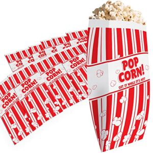Retro, Grease Resistant Popcorn Bags 25 Pack. Single Serving 1oz Paper Sleeves in Nostalgic Red / White Design Movie Theme Party and Old Fashioned Carnivals & Fundraisers Old School Supplies