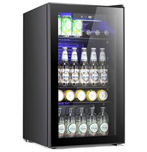 Antarctic Star Beverage Refrigerator -120 Can Mini Fridge for Soda Beer or Wine,Small Drink Dispenser, For Office or Bar with Adjustable Removable Shelves，Convertible Door ，3.2 Cu. Ft.