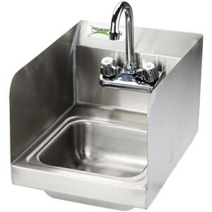 Wall Mounted Hand Sink with Gooseneck Faucet and Sidesplash,12″ x 16″Stainless Steel
