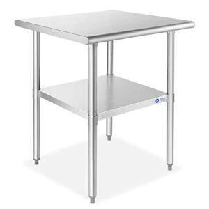 GRIDMANN Stainless Steel Work Table 30 x 30 Inches, NSF Commercial Kitchen Prep Table with Under Shelf for Restaurant and Home