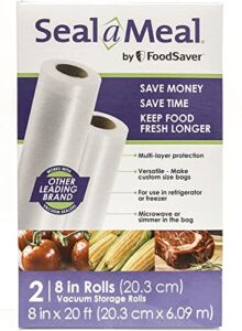 Seal-a-Meal 8″ x 20′ Vacuum Seal Rolls for Seal-a-Meal and FoodSaver, 2 Pack