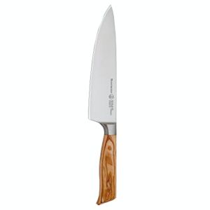Messermeister Oliva Elite Stealth 8” Chef’s Knife – Fine German Steel Alloy Blade & Natural Mediterranean Olive Wood Handle – Rust Resistant & Easy to Maintain