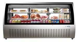 KoolMore 82″ Deli Case and Meat Display Stainless-Steel Refrigerator for Commercial Use, Multi-Tiered Shelves, Curved Glass Front, LED Lighting and Rolling Caster Wheels – 32 cu.ft, RD32C-SS