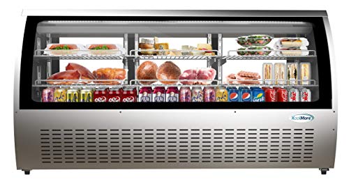 KoolMore 82″ Deli Case and Meat Display Stainless-Steel Refrigerator for Commercial Use, Multi-Tiered Shelves, Curved Glass Front, LED Lighting and Rolling Caster Wheels – 32 cu.ft, RD32C-SS | The Storepaperoomates Retail Market - Fast Affordable Shopping