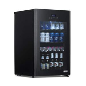 NewAir Beer Froster Refrigerator and Cooler with Glass Door, 125 Can Capacity Freestanding Beer Fridge in Black – Cool to 23 F With Beer and Beverages Frosty In 1 Hour