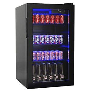 ARLIME Mini Fridge 120 Can, Beverage Refrigerator with Glass Door, Mini Drink Dispenser Machine Small Refrigerator For Office with Adjustable Shelves for Home Kitchen Bar, 3.2 Cu. Ft