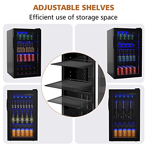 ARLIME Mini Fridge 120 Can, Beverage Refrigerator with Glass Door, Mini Drink Dispenser Machine Small Refrigerator For Office with Adjustable Shelves for Home Kitchen Bar, 3.2 Cu. Ft | The Storepaperoomates Retail Market - Fast Affordable Shopping