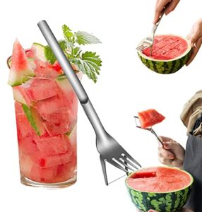 Watermelon Slicer Cutter, 2-in-1 Watermelon Fork Slicer, Watermelon Cutting Artifact, Stainless Steel Fruit Forks Slicer Knife for Family Parties Camping Cool Kitchen Gadgets