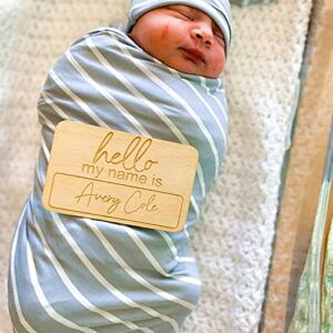 Custom Baby Name Sign Hospital Welcome 3D Hello Name Announcement Plaque Laser Cut Wood Photo Prop Sign Design Trendy