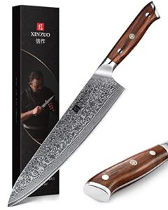 XINZUO 10 Inch Damascus Chef Knife Kitchen Knife Sharp Gyuto Knife Stainless Steel Fashion Professional Chef’s Knife with Rosewood Handle