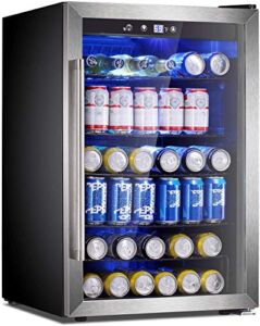 Antarctic Star Beverage Refrigerator Cooler – 145 Can Mini Fridge Glass Door for Soda Beer or Wine Small Drink Dispenser Clear Front for Home, Office or Bar, Silver,4.4cu.ft