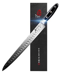 TUO Slicing Knife – Meat Carving Knife Brisket Knife High Carbon Stainless Steel 12-Inch – Meat Knife with G10 Full Tang Handle – Black Hawk-S Knives Including Gift Box