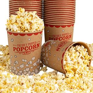 Stock Your Home 32 Oz Kraft Popcorn Buckets (25 Count) – Greaseproof Vintage Style Popcorn Cups – Disposable Popcorn Containers for Movie Theaters, Amusement Parks, Concession Stands & Themed Parties