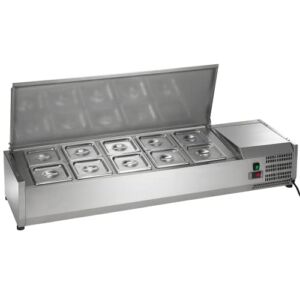 Arctic Air ACP55 55″ Refrigerated Countertop Condiment Prep Station With 10 Pan Compartments, Stainless Steel, 115v