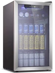 Antarctic Star Beverage Refrigerator -120 Can Mini Fridge for Soda Beer or wine, Small Drink Dispenser, For Office or Bar with Adjustable Removable Shelves, Black, 3.2 Cu.Ft.