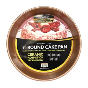 casaWare Ceramic Coated NonStick 9-Inch Round Pan, Rose Gold