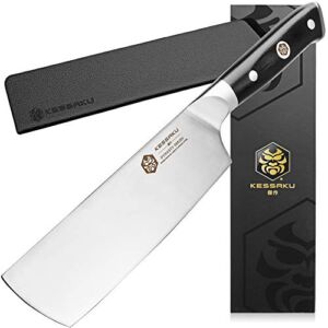 Kessaku 7-Inch Nakiri Vegetable Cleaver Knife – Dynasty Series – Forged ThyssenKrupp German HC Steel – G10 Handle with Blade Guard