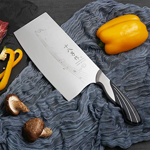 SHI BA ZI ZUO 7 Inch Chinese Kitchen Knife Vegetable Knife Professional Chef Knife with Stainless Steel Full Tang Cast Steel Handle | The Storepaperoomates Retail Market - Fast Affordable Shopping