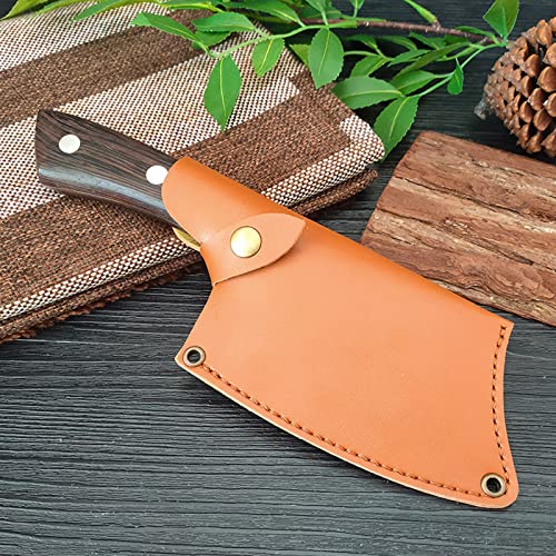 Fubinaty 5 Inch Chef Knife Set Handmade Forged Squama Pattern Kitchen Cleaver Knives High Carbon Steel Cooking Knife with Full Tang Wood Handle and PU Leather Sheath for Home Restaurant Camping BBQ | The Storepaperoomates Retail Market - Fast Affordable Shopping