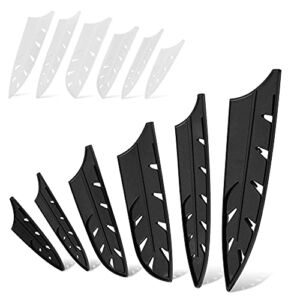 XYJ Knife Sheath Set of 12 Knife Edge Guards Blade Protector Knife Cover for Stainless Steel Paring Santoku Utility Slicing Chef Knife Plastic Knife Case Black White