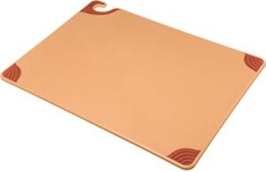 San Jamar Saf-T-Grip Plastic Cutting Board with Safety Hook, 18″ x 24″ x 0.5″, Brown