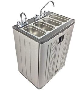 Concession Sinks – Standard Size Electric 3 Compartment with Hot Water for Food Vending Trailer, Hand Wash