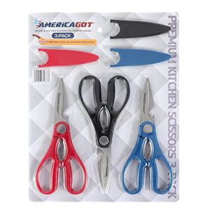 Kitchen Scissors, Kitchen Shears, Food Cooking Sharp Scissors All Purpose, Kitchen Shears Heavy Duty, Kitchen Scissors Stainless Steel Dishwasher Safe For General Use, Meat Poultry Salad Scissors 3Set