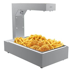 PYY French Fry Warmer Commercial Heat Lamp/Food Warmer Fries,Free-Standing Warming Dump Station Countertop Food Warmer for Chips Churros Fried Food (Silver)